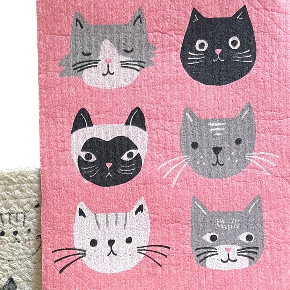 cat-lover gift bundle: beeswax sandwich bags/braided trivet/Swedish dishcloth - Picture 12 of 16